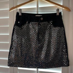Size 4 Black and Silver Sequin Topshop Denim Skirt